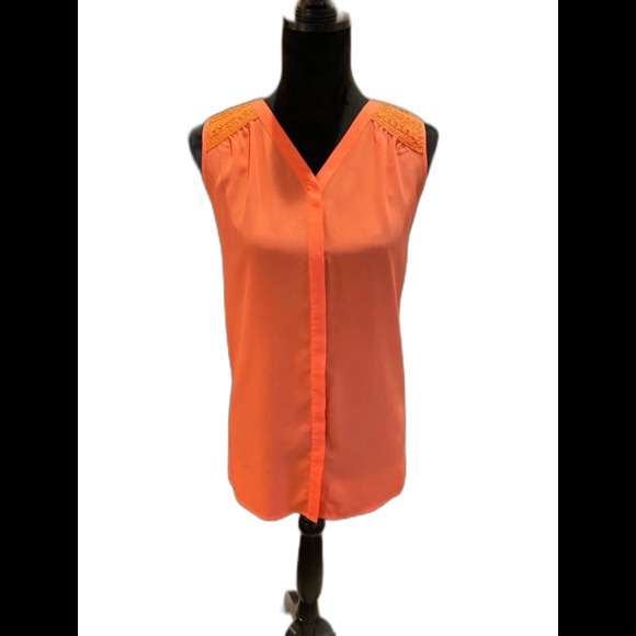Sleeveless Zac & Rachel Blouse Plus Size XL Top Button Down Womans Dark Peach - Picture 1 of 9